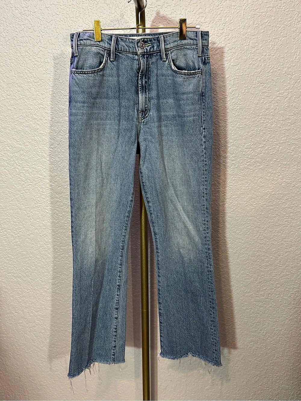 Mother Superior The Hustler Ankle Fray Frayed Hem Jeans in Blue Waist 26 (B3)